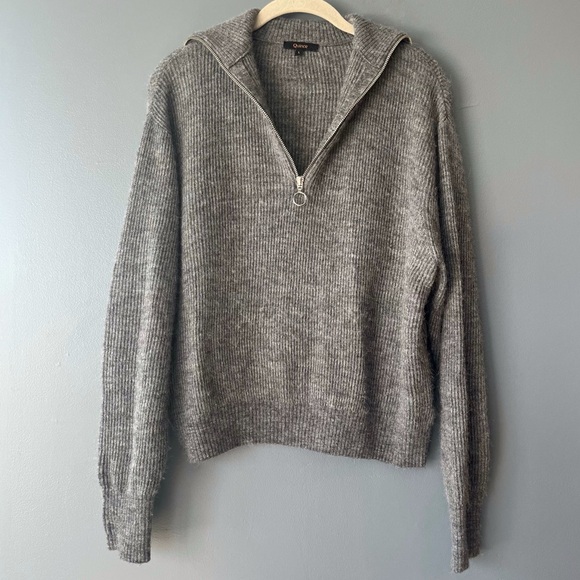 Quince Baby Alpaca-Wool Quarter-Zip Sweater in Charcoal Gray - Picture 6 of 10